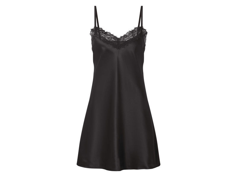 esmara® Dámská saténová noční košilka (černá, 46)