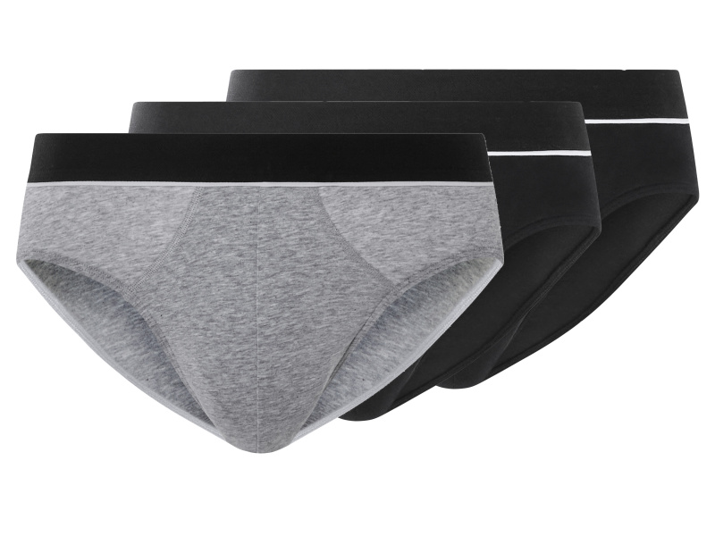 esmara Men Pánské slipy s BIO bavlnou, 3 kusy (černá/šedá, 7/Xl)