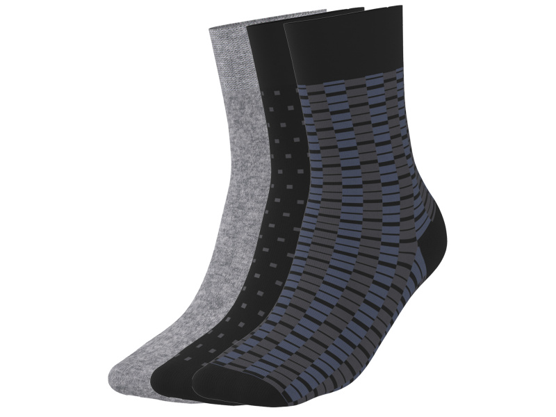 esmara Men Pánské ponožky s BIO bavlnou, 3 páry (černá/šedá, 39-42)
