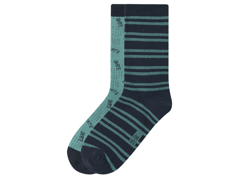 Esmara Kids Dětské ponožky s BIO bavlnou, 2 páry (zelená / navy modrá, 27-30)