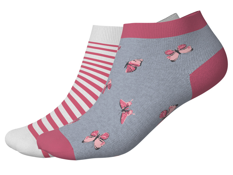 Esmara Kids Dětské ponožky s BIO bavlnou, 2 páry (motýli/růžová/bílá, 35/38)