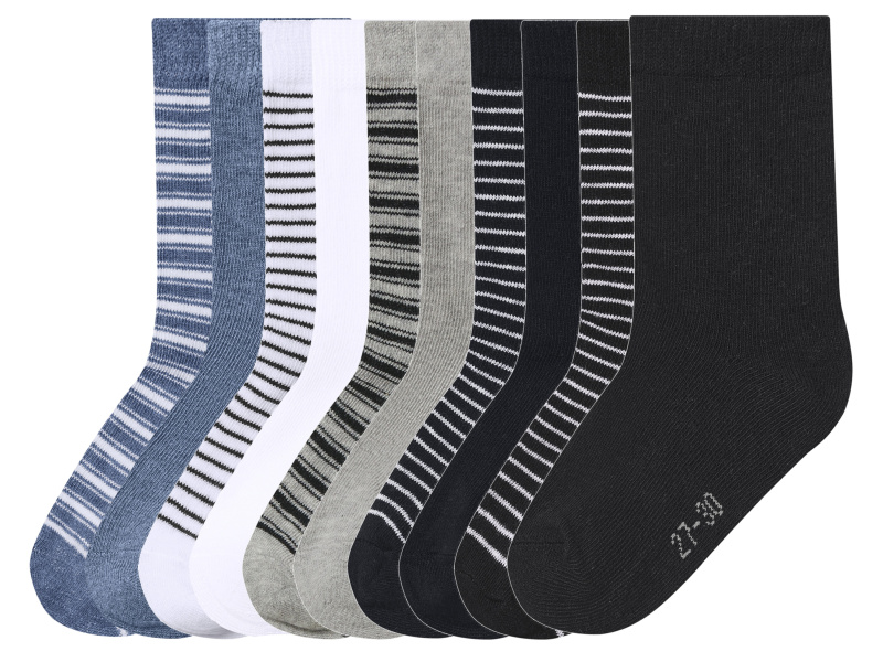 lupilu® Dětské ponožky s BIO bavlnou, 10 párů (šedá/černá, 23-26)