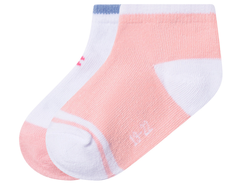 lupilu® Dětské ponožky s BIO bavlnou, 2 páry (květiny/růžová/bílá, 23/26)