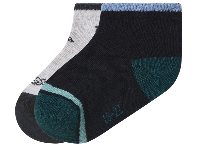 lupilu® Dětské ponožky s BIO bavlnou, 2 páry (auta / šedá / navy modrá, 23/26)