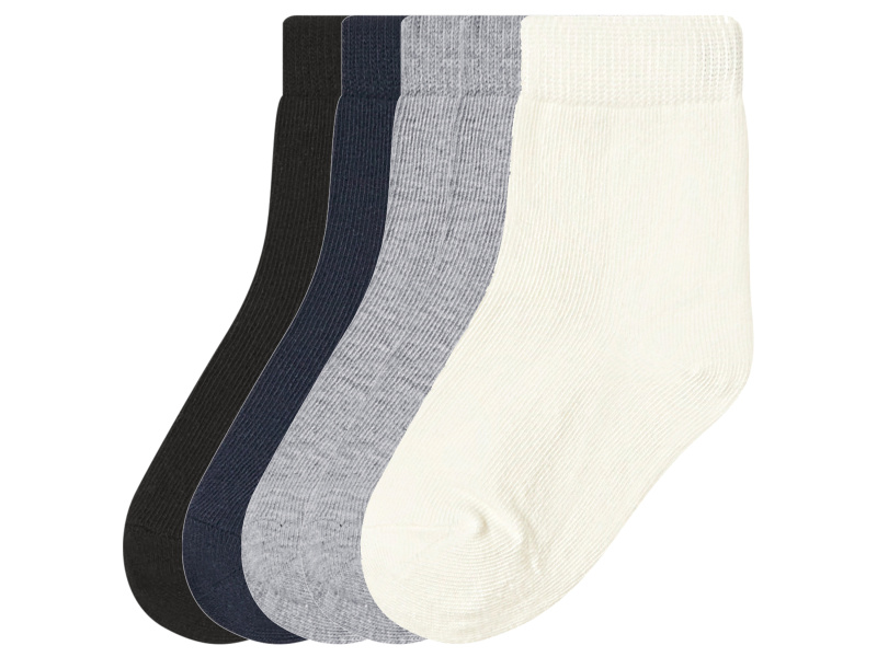 lupilu® Dětské ponožky s BIO bavlnou, 5 párů (bílá / šedá / navy modrá / černá, 23-26)