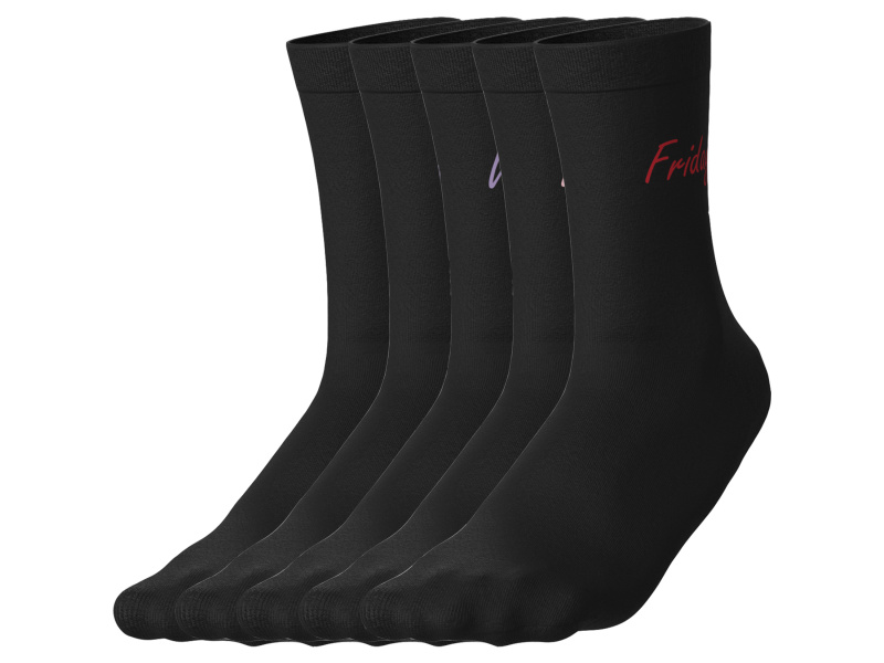 esmara® Dámské ponožky s BIO bavlnou, 5 párů (dny v týdnu / černá, 35/38)