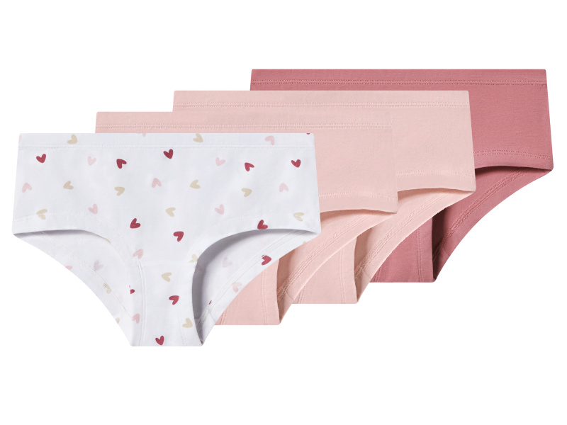 esmara® Dívčí kalhotky s BIO bavlnou Hipster, 4 kusy (růžová / světle růžová / bílá, 158/164)
