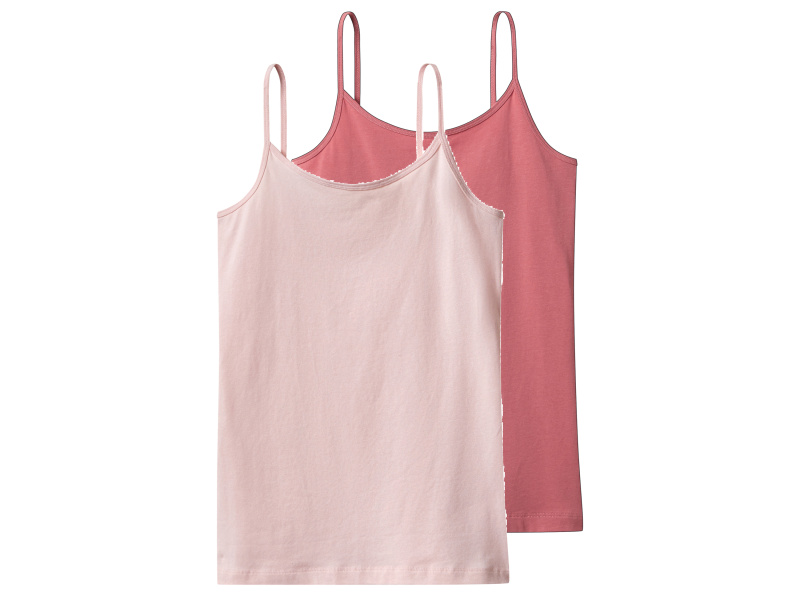 esmara® Dívčí top se špagetovými ramínky / košilka, 2 kusy (světle růžová / růžová, 158/164)