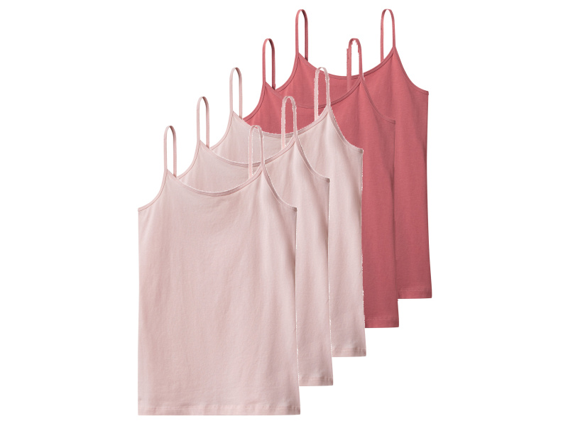 esmara® Dívčí košilka / top se špagetovými ramínky, 5 kusů (růžová / světle růžová, 146/152)