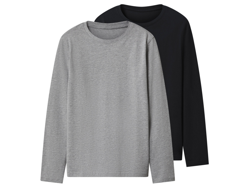 Esmara Kids Chlapecké triko s dlouhými rukávy, 2 kusy (černá/šedá, 134/140)