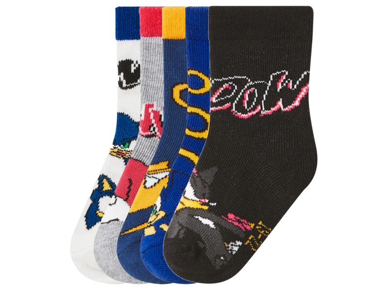 Dětské ponožky, 5 párů (modrá / šedá / bílá / navy modrá / černá, 19/22)