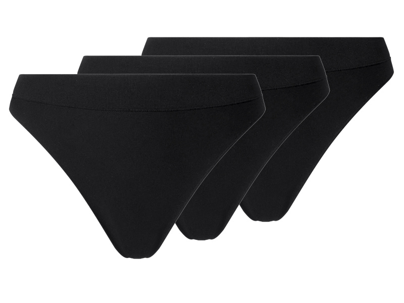 esmara® Dámské bezešvé kalhotky, 3 kusy (černá, L(44/46))