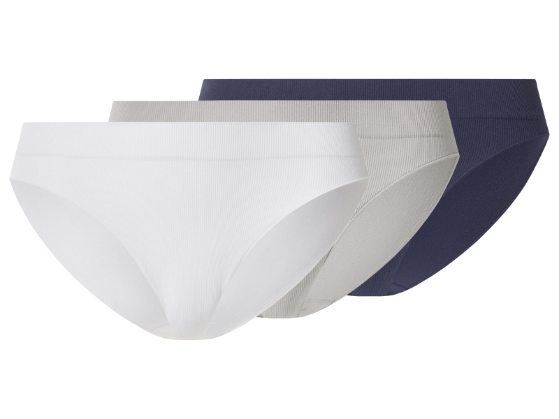 esmara® Dámské bezešvé kalhotky, 3 kusy (navy modrá / šedá / bílá, L(44/46))