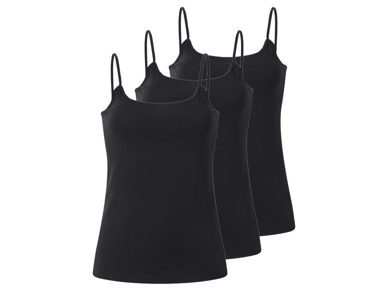 esmara® Dámský top se špagetovými ramínky, 3 kusy (černá, M(40/42))