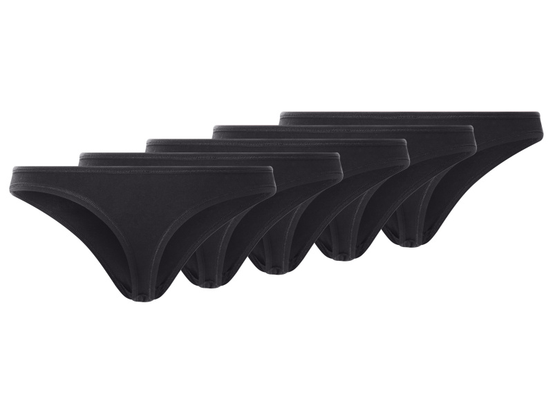 esmara® Dámské kalhotky Tanga, 5 kusů (černá, S(36/38))