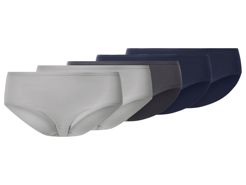 esmara® Dámské kalhotky XXL Hipster, 5 kusů (navy modrá / antracitová / světle šedá, Xl(48/50))