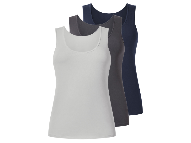 esmara® Dámské tílko Xxl, 3 kusy (navy modrá / šedá, Xl(48/50))