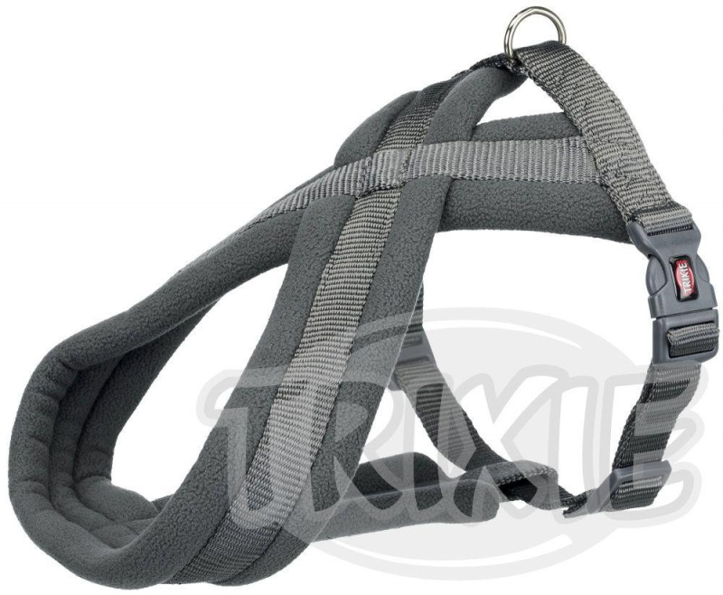 Nylonový postroj PREMIUM podšitý - grafit L-XL:hruď:70-110cm/25mm