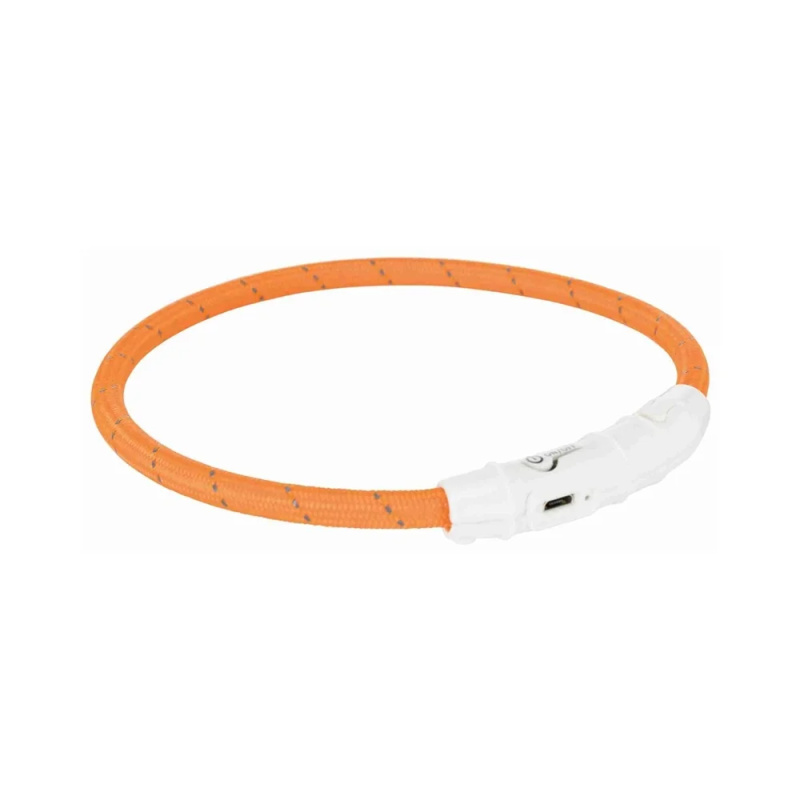 Svítící kroužek USB na krk M-L 45 cm oranžový