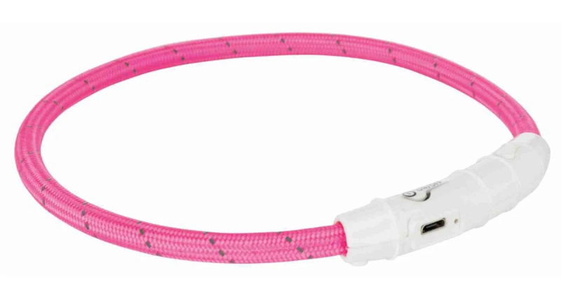 Svítící kroužek USB na krk M-L 45 cm růžový
