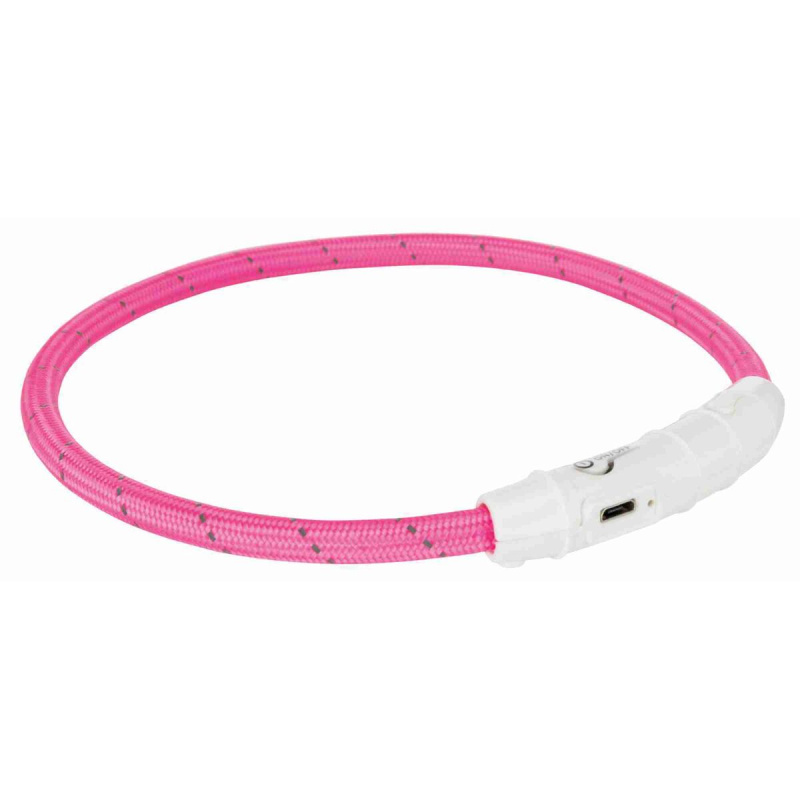 Svítící kroužek USB na krk L-XL 65 cm růžový
