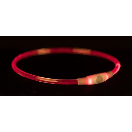 TRIXIE Flash light ring USB, blikací obojek, S-M: 40 cm/ ø 8 mm, červená