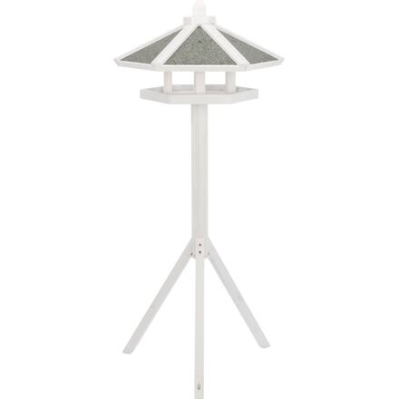 NATURA venkovní krmítko se stříškou a silem, na trojnožce 1,45 m, 65 x 46 cm, borové dřevo, bílá 1 ks