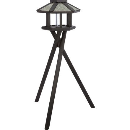 NATURA venkovní krmítko se stříškou a silem, na trojnožce 1,40 m, 50 x 34 cm, borové dřevo, černá 1 ks