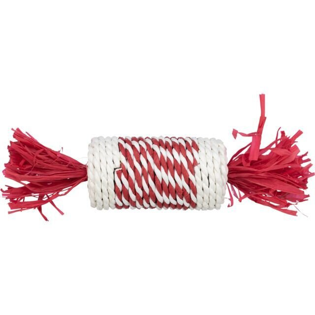 Xmas Candy Roll - 100 % přírodní hračka pro hlodavce, 18 cm, červená/bílá 1 ks