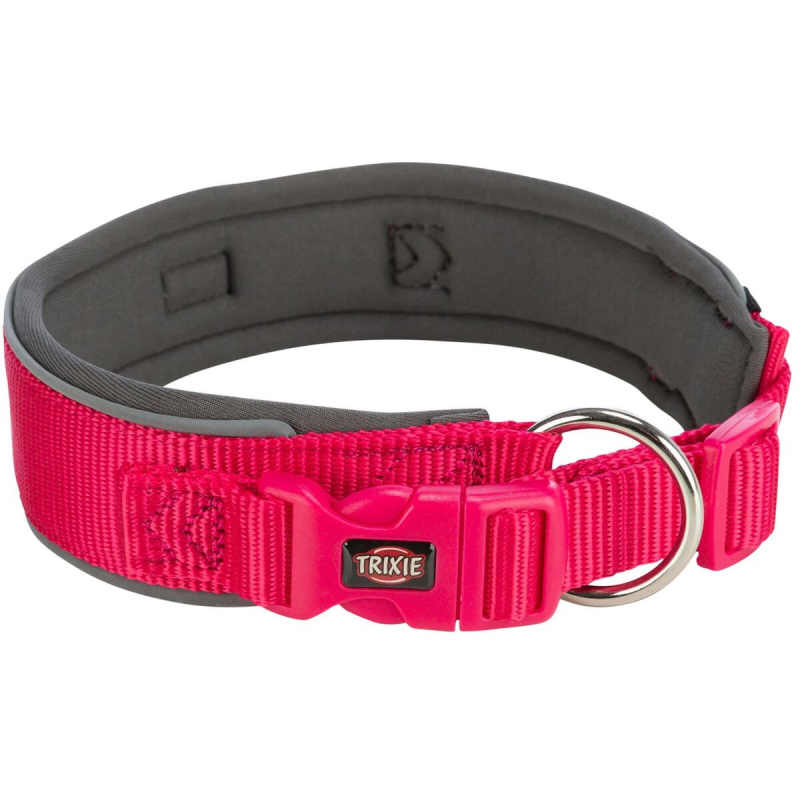 PREMIUM obojek extra široký, fuchsia/grafit S-M: 33-42 cm/35 mm