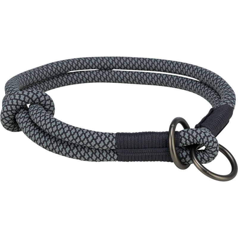 Soft Rope kulatý polostahovací obojek, černá/šedá S: 35 cm/ 10 mm