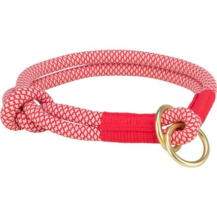 Soft Rope kulatý polostahovací obojek, červená/krémová S-M: 40 cm/ 10 mm