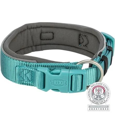 PREMIUM obojek EXTRA široký, aqua/grafit S-M: 33-42 cm/35 mm