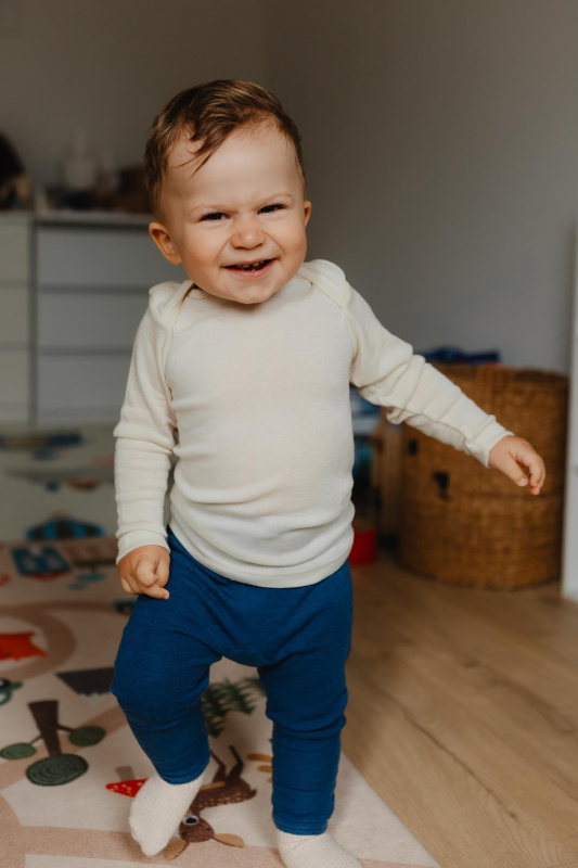 Dětské triko s dlouhým rukávem z merino vlny a hedvábí krémové Cosilana Velikost: 98/104