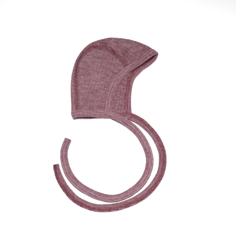 Zavazovací čepička z merino vlny, bavlny a hedvábí vínový melír Cosilana Velikost: 37-40cm (vel 50/56)