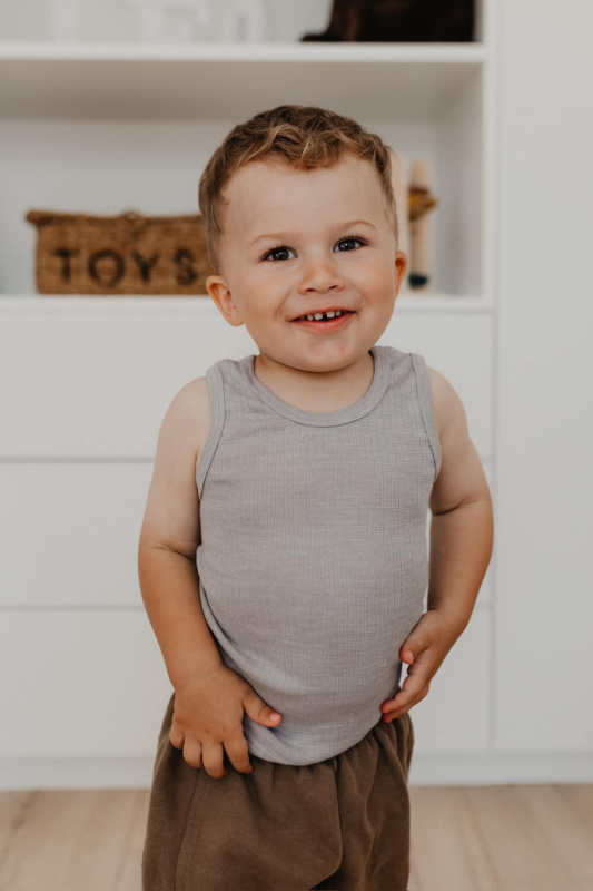 Dětský nátělník z merino vlny, bavlny a hedvábí Cosilana šedý Velikost: 152