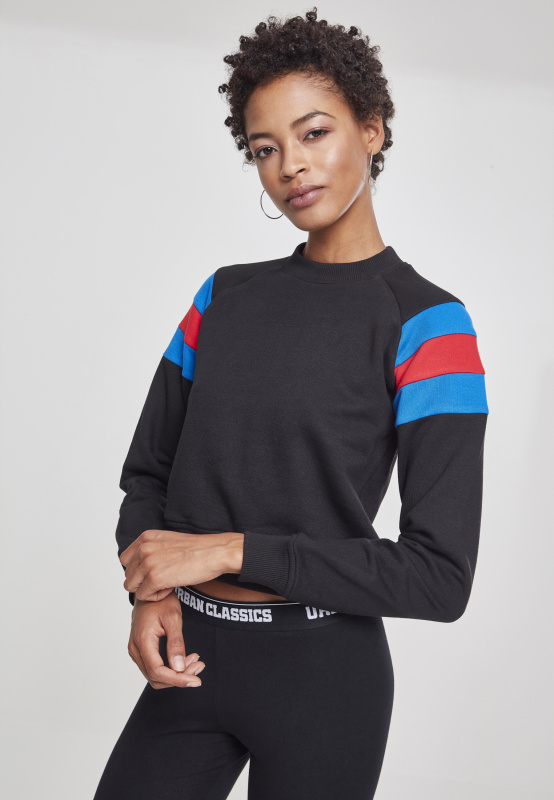 Ladies Sleeve Stripe Crew černá/světlemodrá/pálená