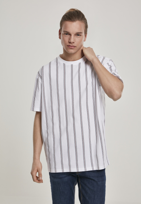 Těžké oversized tričko AOP Stripe bílá/námořnická