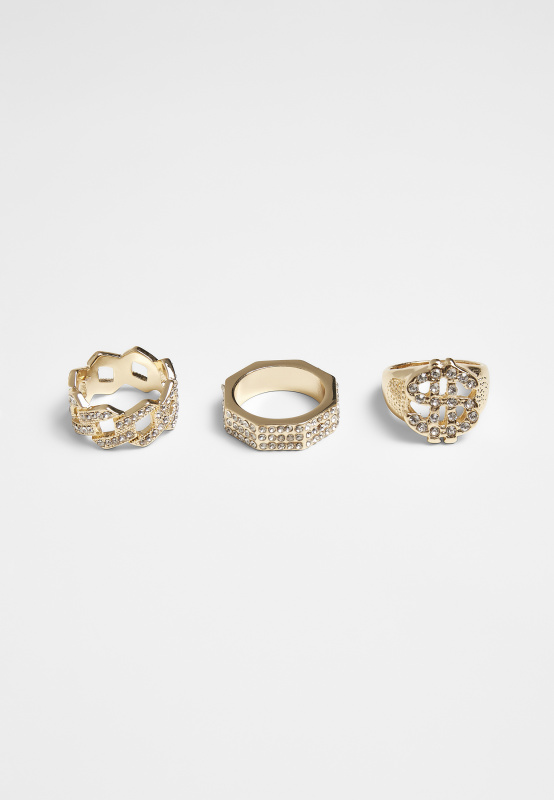 Prsteny - 3ks - zlaté barvy