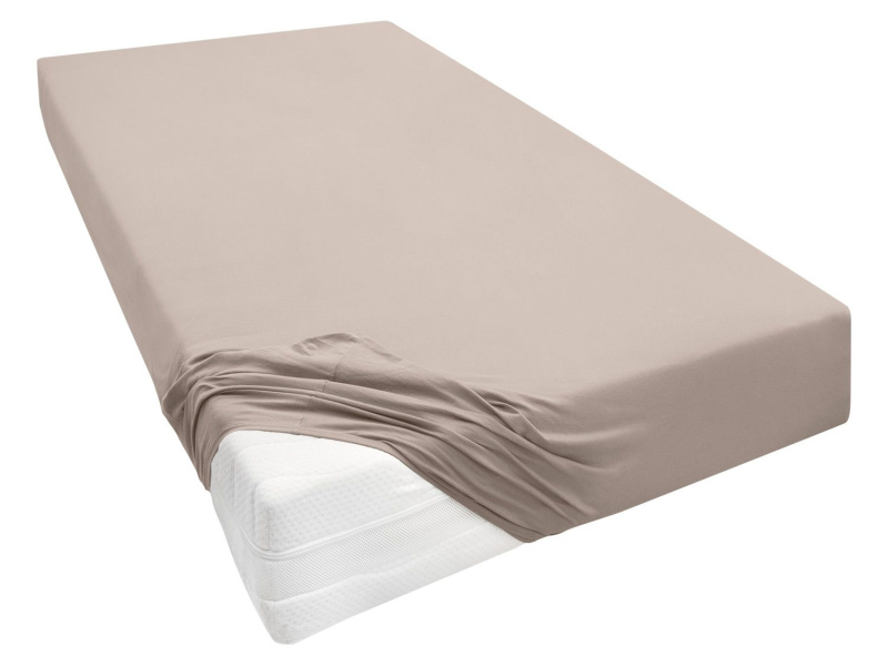 Biberna Žerzejové napínací prostěradlo (180–200 x 200–220 cm, světle hnědá)