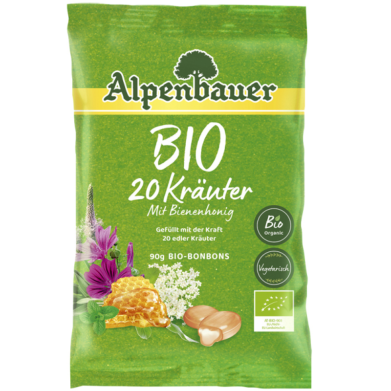ALPENBAUER Přírodní bonbóny 20 bylinek BIO 90 g