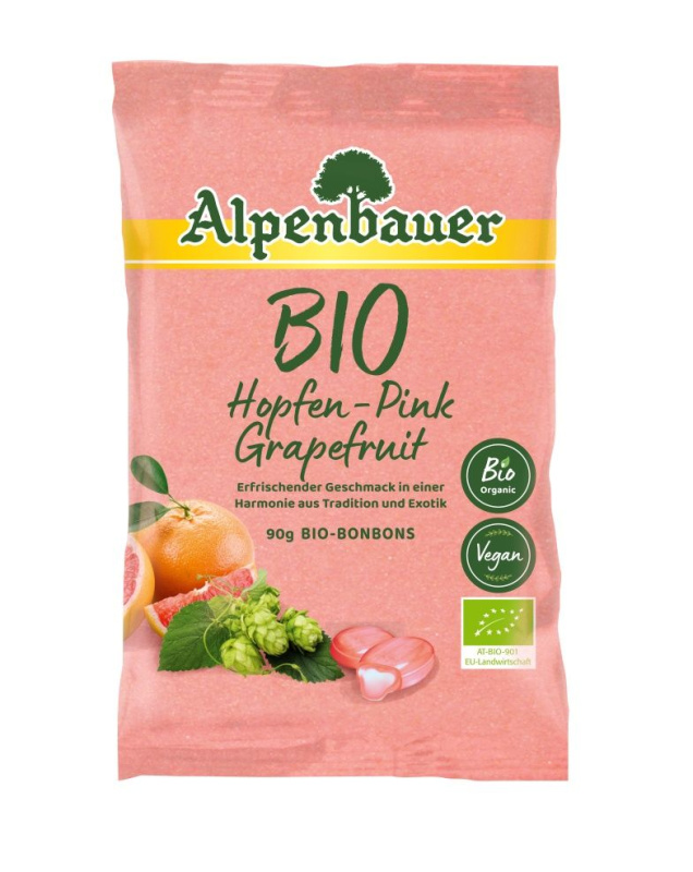 ALPENBAUER Přírodní bonbóny růžový grapefruit BIO 90 g