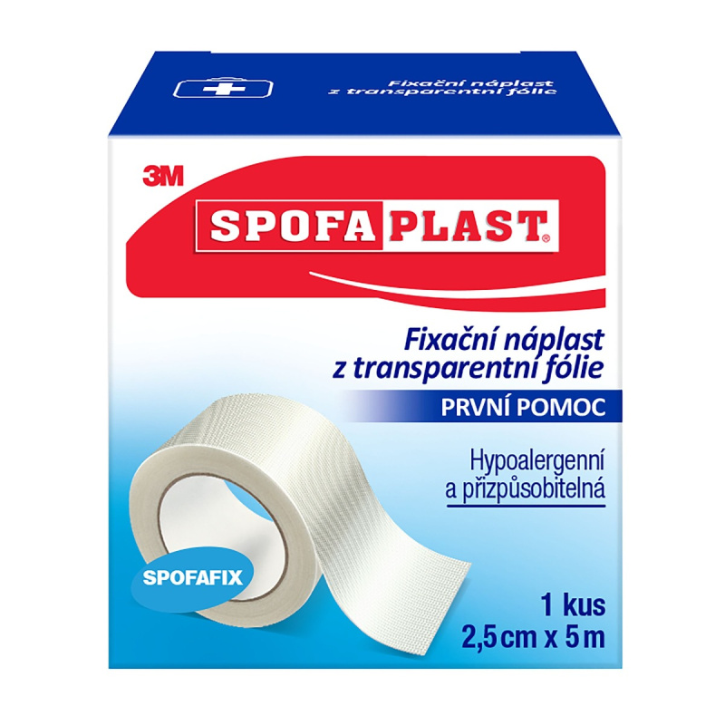 3M™ SPOFAPLAST 432 Fixační náplast z transparentní fólie 5 m x 25 mm