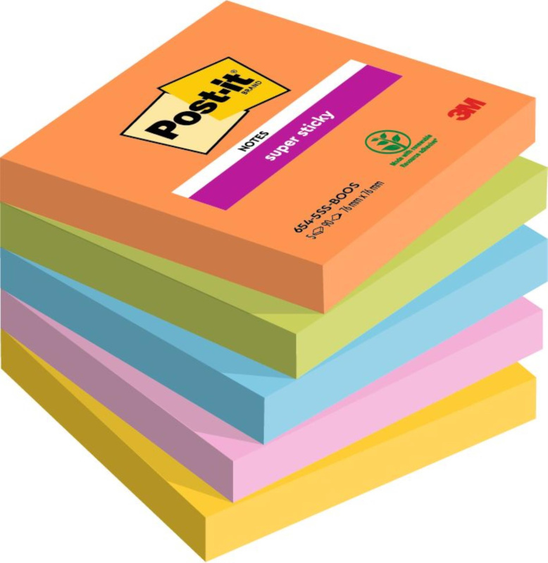 Post-it  Samolepicí bločky Super Sticky BOOST - 76x76 mm, 5 ks