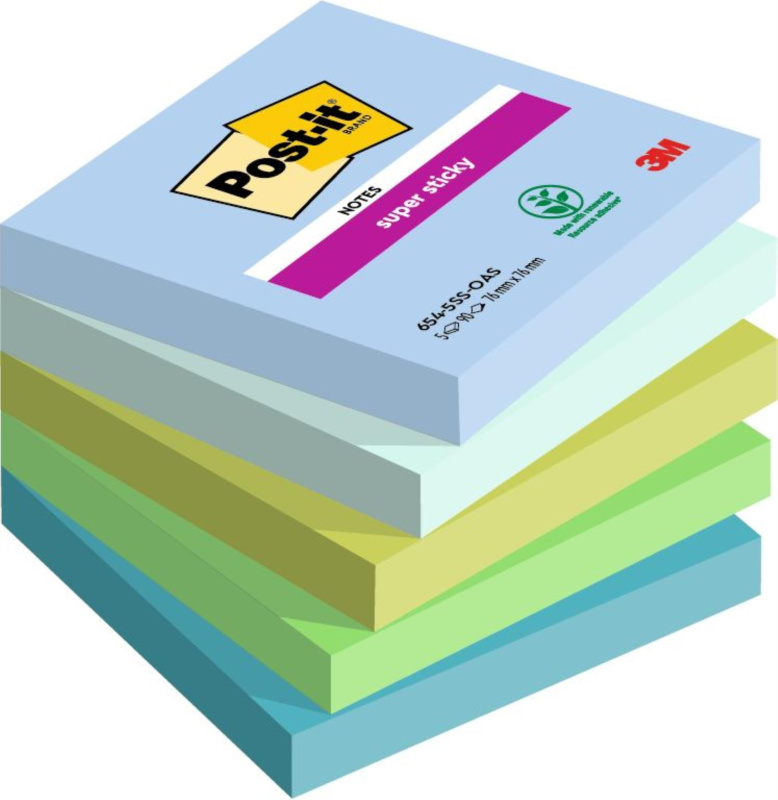 Post-it  Samolepicí bločky Super Sticky OASIS  - 76x76 mm, 6 ks