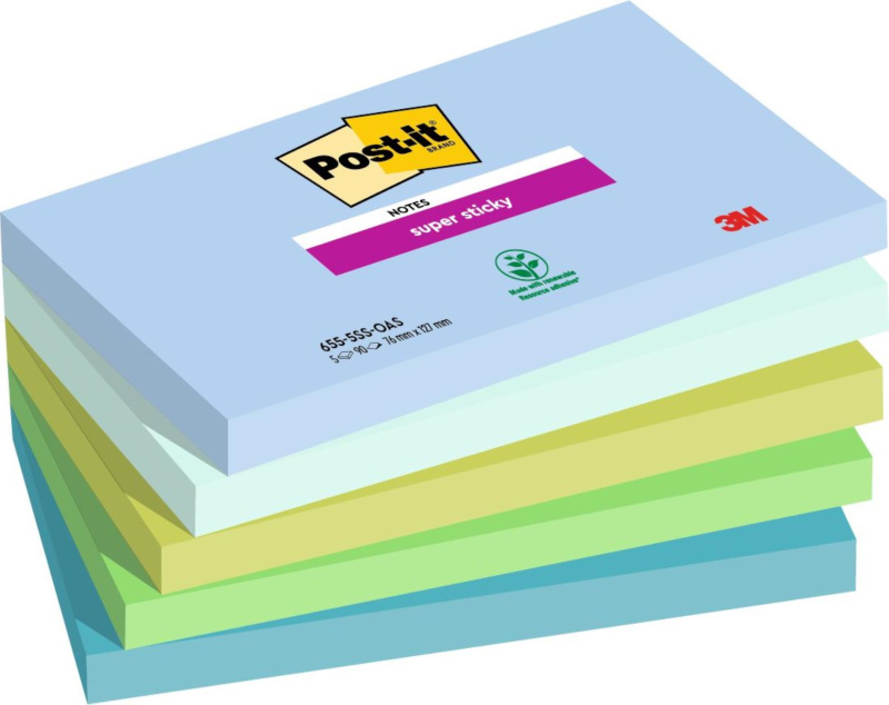 Post-it  Samolepicí bločky Super Sticky OASIS - 76X127 mm, 6 ks