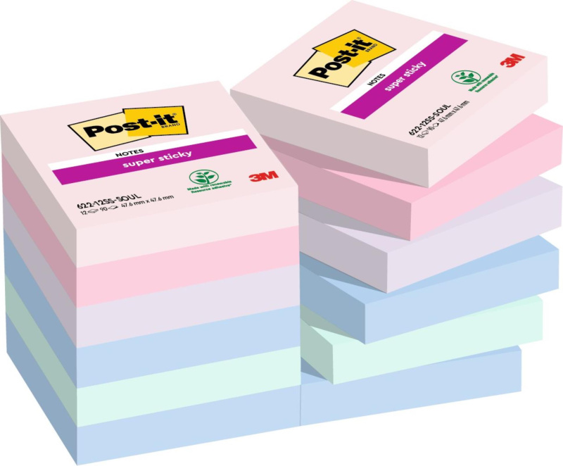 Post-it  Samolepicí bločky Super Sticky SOULFUL - 47,6x47,6 mm, 6 ks