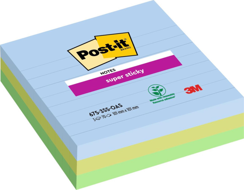 Post-it  Samolepicí bločky Super Sticky OASIS - 101x101 mm, 3 ks