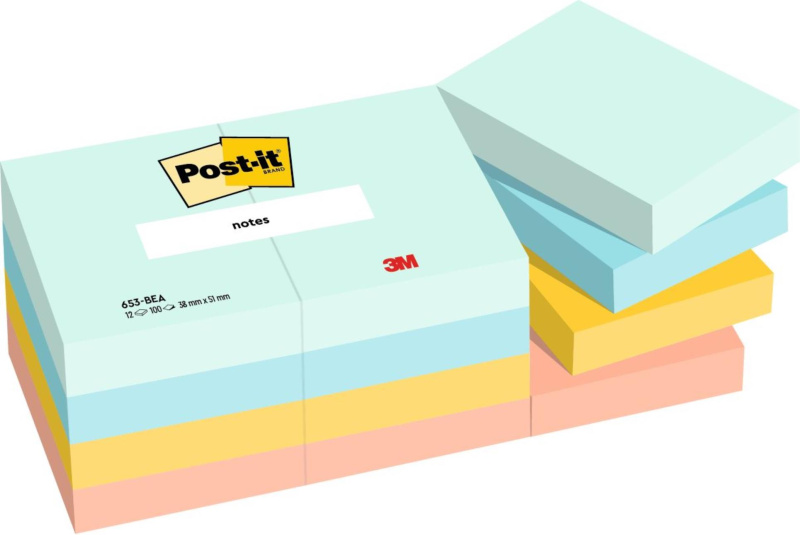 Post-it  Samolepicí bločky Super Sticky BEACHSIDE, 38x51 mm, 6 ks