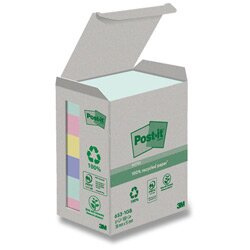 3M Post-it Natur - samolepicí recyklované bločky - 38 x 51 mm, 6 x 100 l.